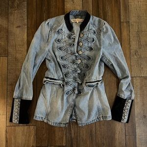 Denim fitted button up jacket